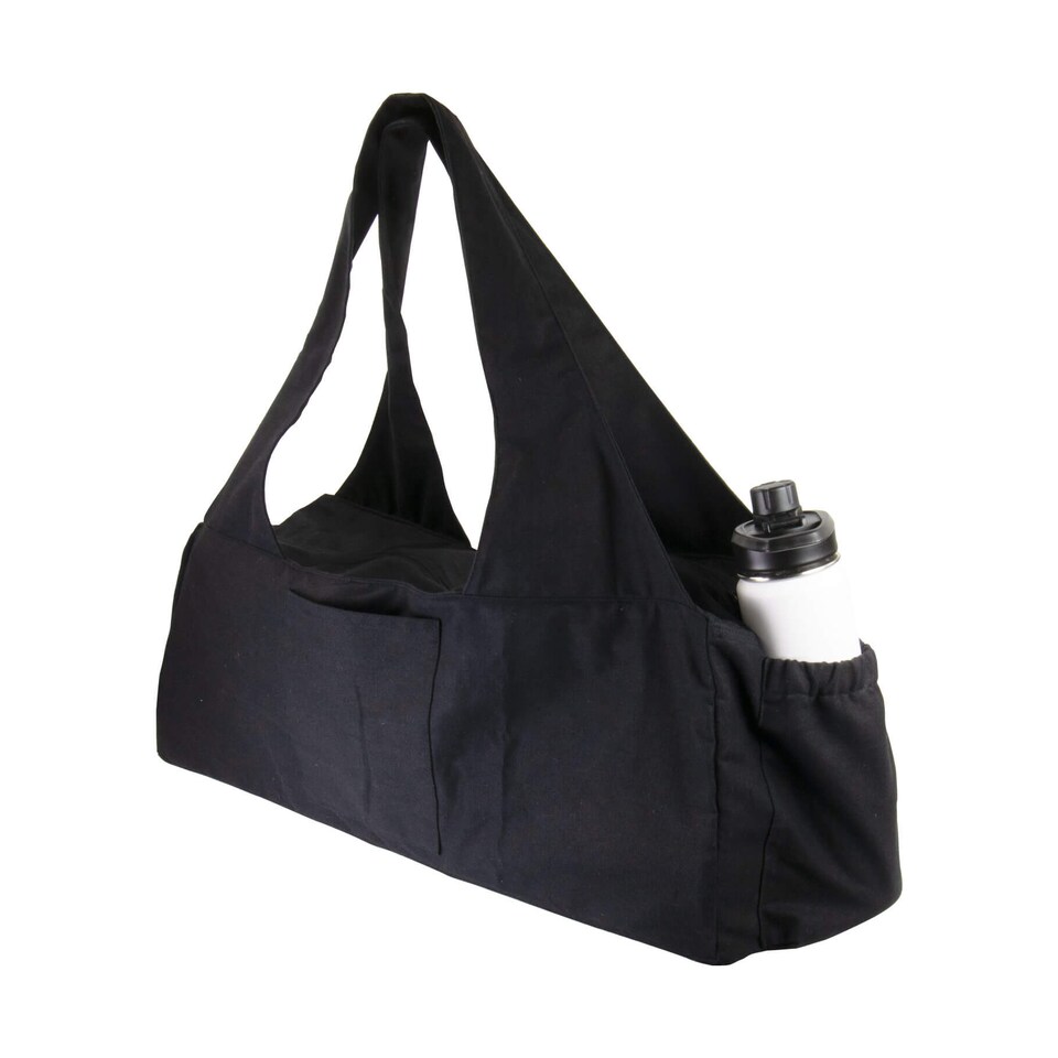 image 1 of Fitness Mad Deluxe Yoga Kit Bag with Water Bottle Holder, 100% Cotton, Waterproof Lining, Extra-Wide Zipper (77cm x 20cm x 24cm) - Black | Black | Black | 77cm (L) x 20cm (W) x 24cm (H)