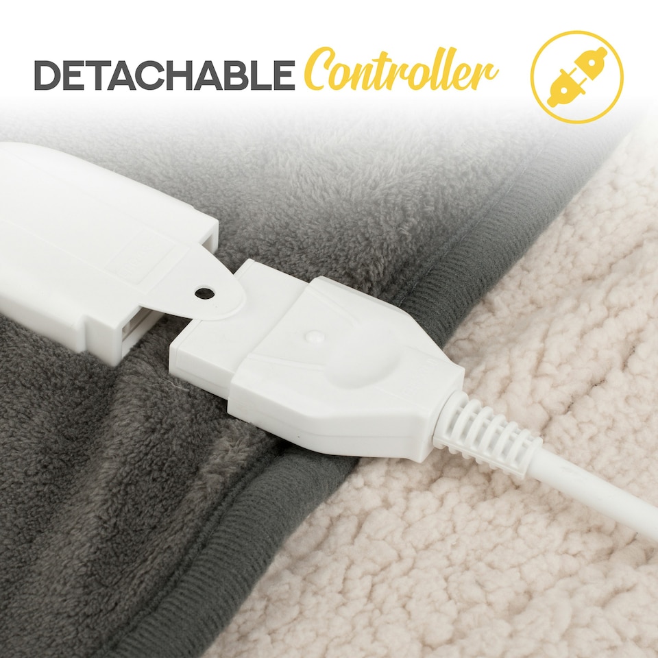 image 1 of MONHOUSE Heated Throw - Single Electric Blanket - 130 x 160 cm - Digital Controller - 9H Timer, 9 Heat Settings, Auto Shutoff