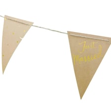 Apac Embossed Just Married Bunting - Gold/Brown - One Size