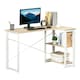 image 1 of HOMCOM L-Shape Folding Computer Desk Study Workstation with 2 Shelves Oak Tone
