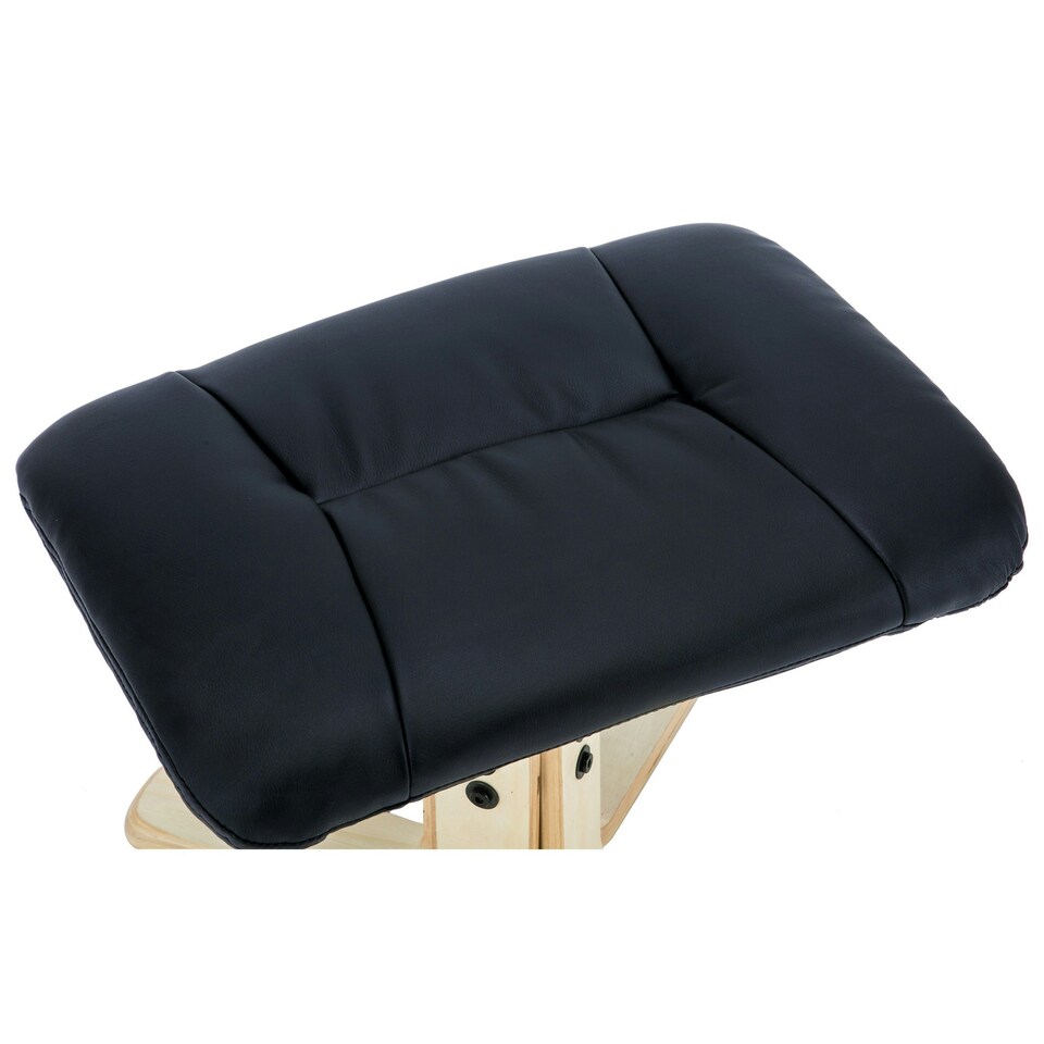 image 1 of Sorento Bonded Leather Swivel Recliner Armchair Chair w Footstool (Black)