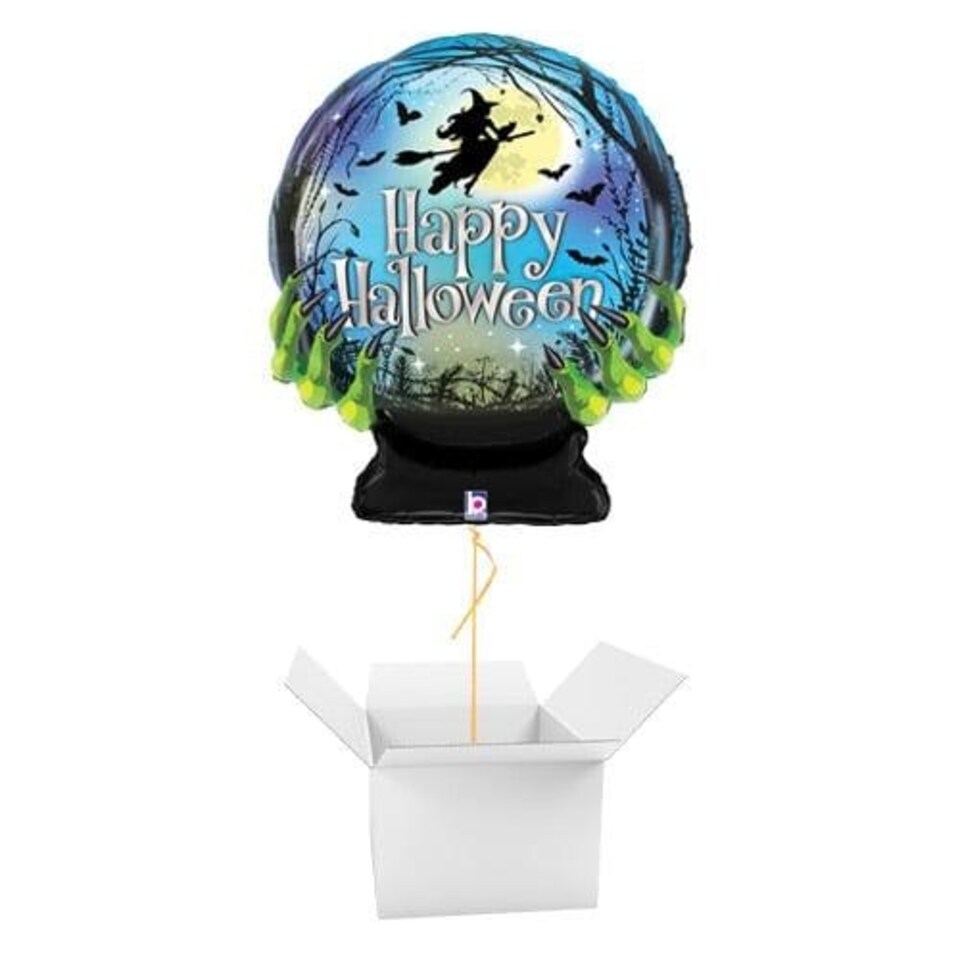 Spooky Halloween Crystal Ball Helium Foil Shaped Balloon - Inflated Balloon in a Box Multi