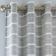 image 2 of Pair of Antigua Grey Chenille Stripe Voile Panels 54 inch (137 cm) Light Filtering Eyelet Linen-Look Voile Panels for Bedroom and Living Room