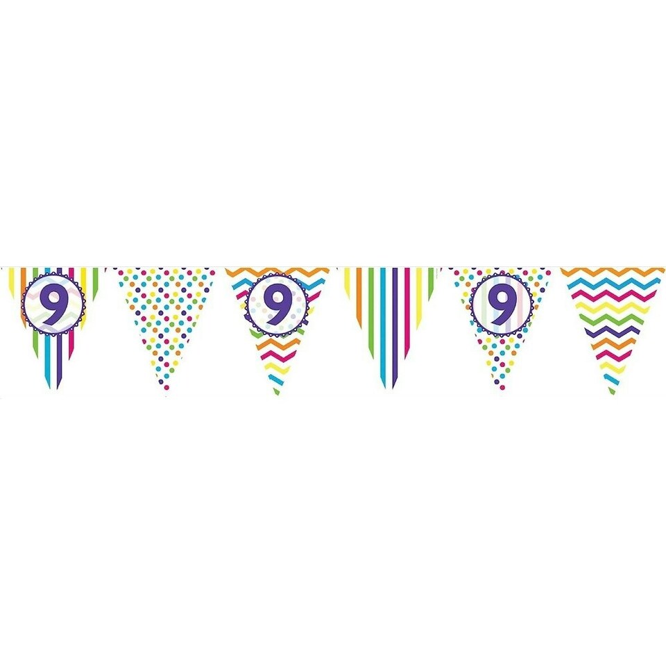 Creative Party Paper Pennant 9th Birthday Banner - Multicoloured - One Size