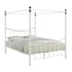 image 1 of Marylebone Traditional Four Poster Canopy Metal Bed Frame | White | White & Brass | King
