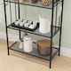 image 9 of HOMCOM 5-Tier Kitchen Storage Unit, Microwave Stand with 5 Mesh Open Shelves and 4 Hooks, Modern Coffee Bar Station with Steel Frame for Living Room, Black