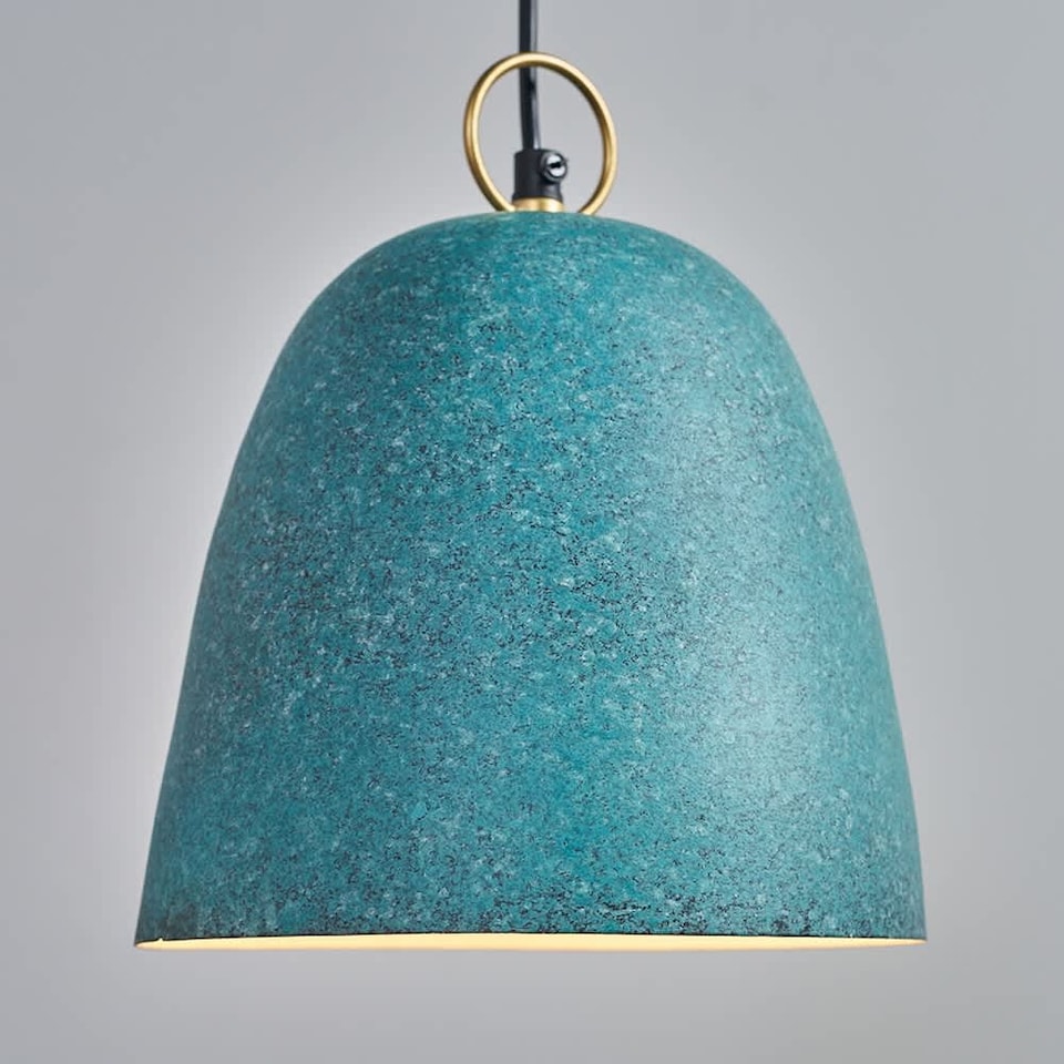 image 1 of ValueLights Contemporary Speckled Green Dome Ceiling Pendant Light Fitting | Green