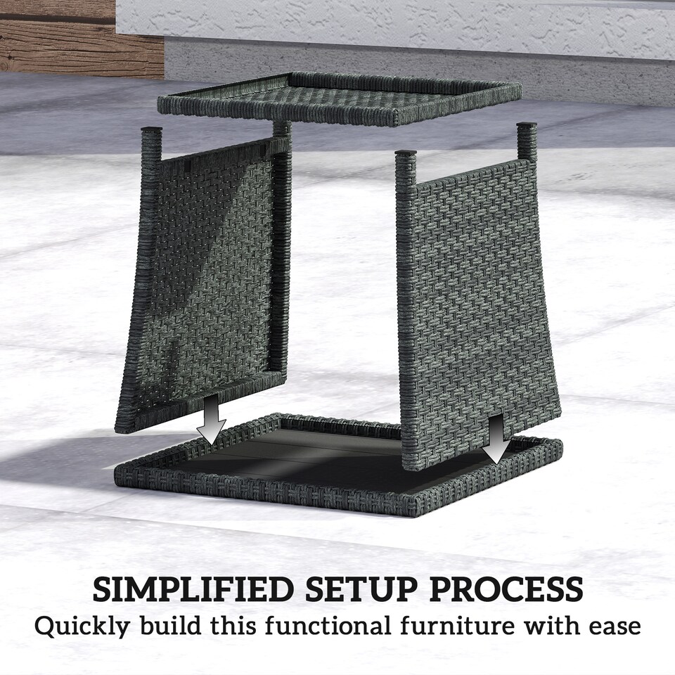 image 1 of Outsunny Side Table 2-Tier with Storage Shelf/Grey | Grey | Grey, Dark Grey | 45 x 45 x 43 cm