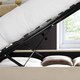 image 9 of 4ft6 Double Ottoman,Velvet fabric upholstered,lift up,storage,tall winged bed frame. Gas lift up, Boutique Hotel style, tall headend board, wing back