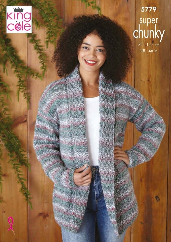 King Cole Christmas Super Chunky Knitting Pattern 5779, Jackets and Sweaters for Women - 28 - 46 Inches