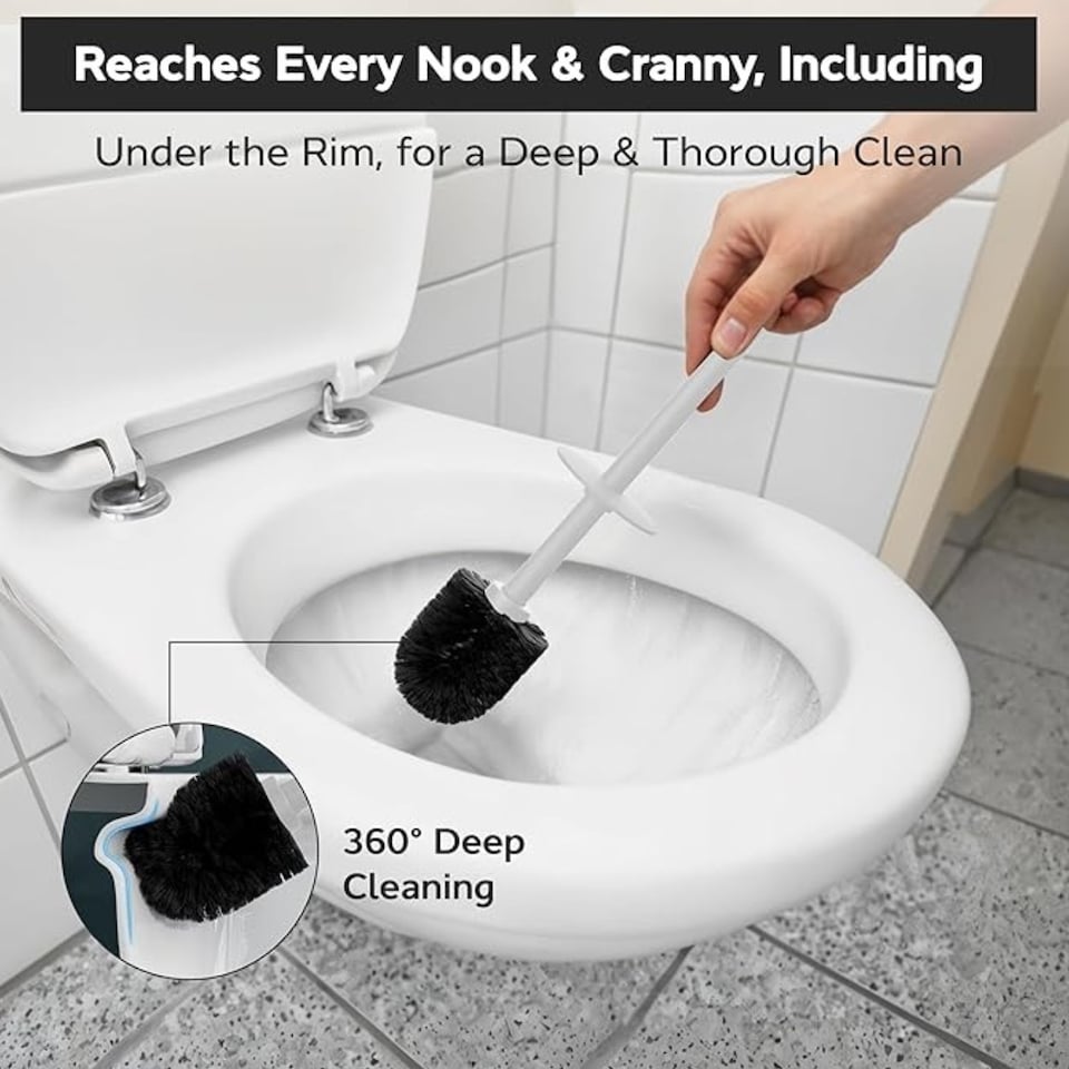image 1 of Blue Canyon BodanToilet Brush with Ventilated Holder and 12L Compact Swing Lid Waste Bin White