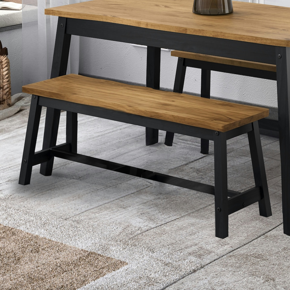 image 1 of Corona Black, Live Edge Large Dining Bench Black