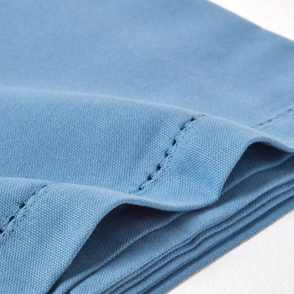 image 1 of Homescapes Airforce Blue Cotton Round Tablecloth - 178 cm Blue