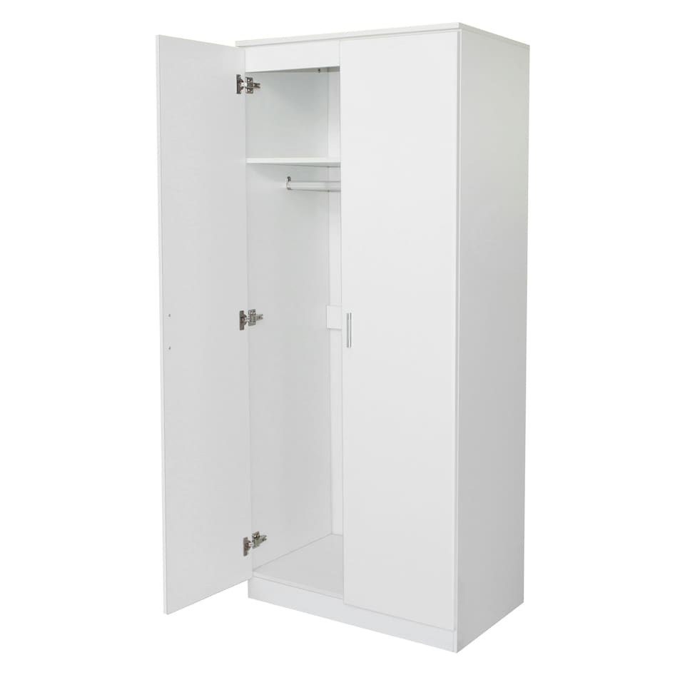 image 1 of Modern 2-Door Wardrobe, High Gloss Finish In White White