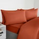 image 3 of OHS Soft Cosy Microfibre Plain Duvet Cover and Pillowcase Set Orange | Rust | Double