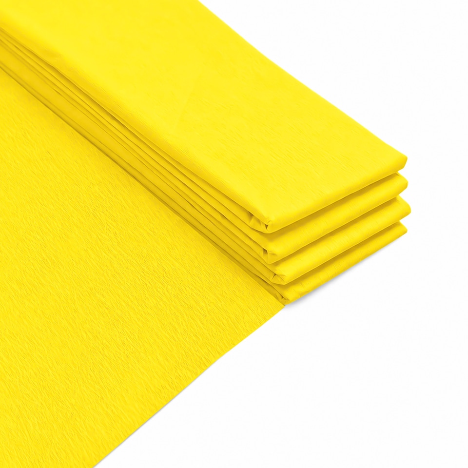 image 1 of Pack of 5 Yellow Crepe Paper Sheets 50cm x 2m 17GSM 35% Stretch Craft Paper