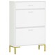 image 6 of HOMCOM Shoe Storage Cupboard with 2 Flip Doors and Sliding out Drawer, White