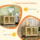 image 4 of PawHut Dog Crate Furniture End Table w/ Soft Cushion, Double Door - Oak Tone