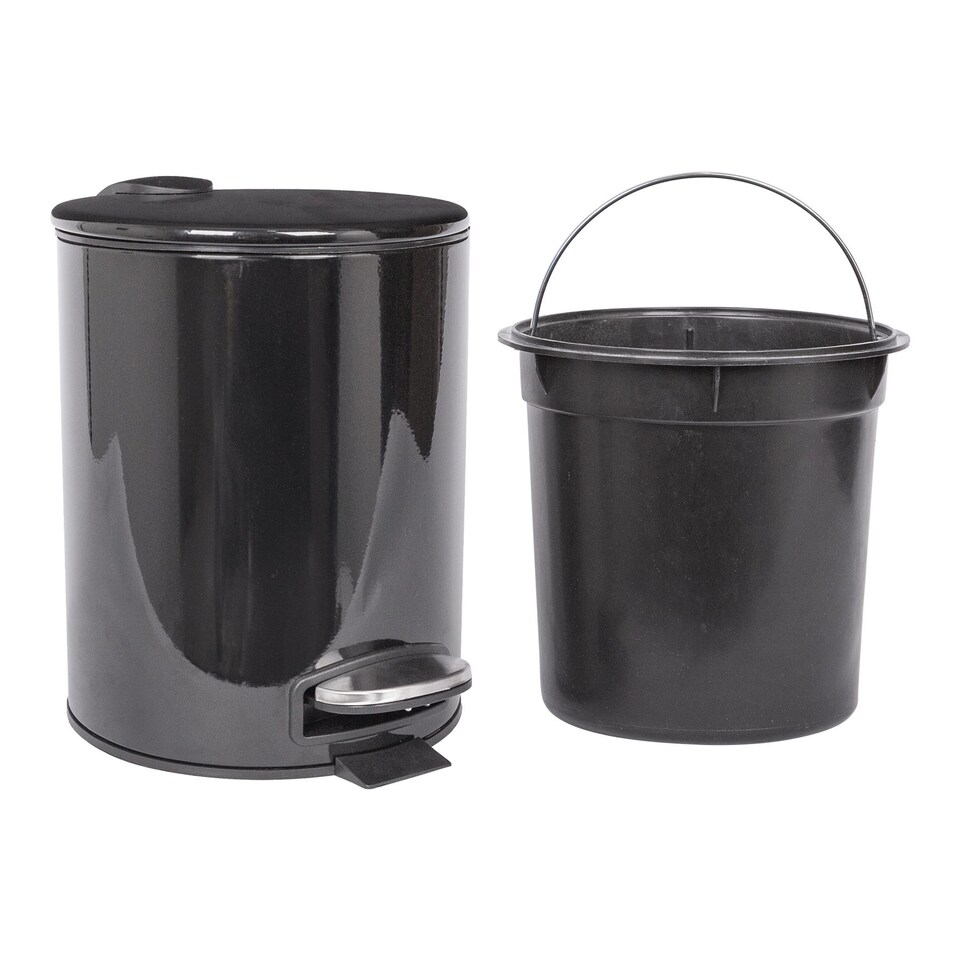 image 1 of Harbour Housewares Round Stainless Steel Pedal Bin - 5L - Black