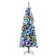 image 1 of HOMCOM 5FT Tall Prelit Pencil Slim Artificial Christmas Tree with Realistic Branches, 250 Colourful LED Lights and 408 Tips, Xmas Decoration, Green