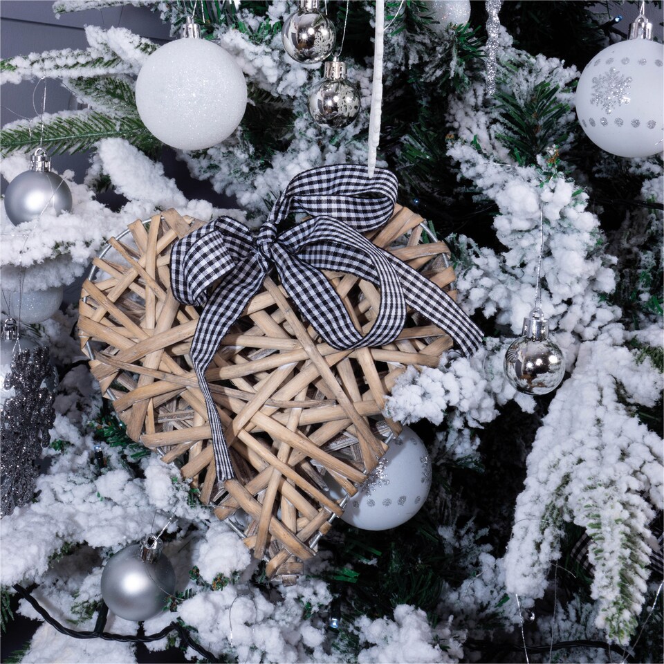image 1 of St Helens Light Grey Wicker Christmas Heart Woven Willow