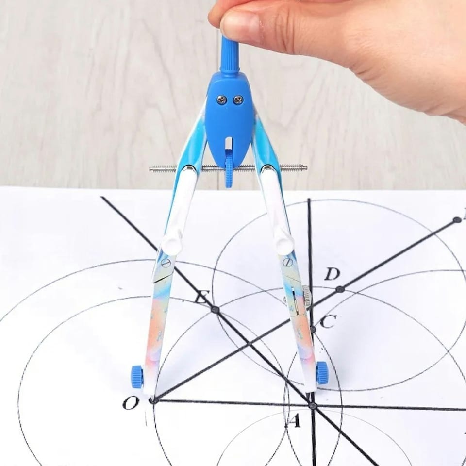 image 1 of Metal Zinc Alloy Adjustable Compass Divider Math Set