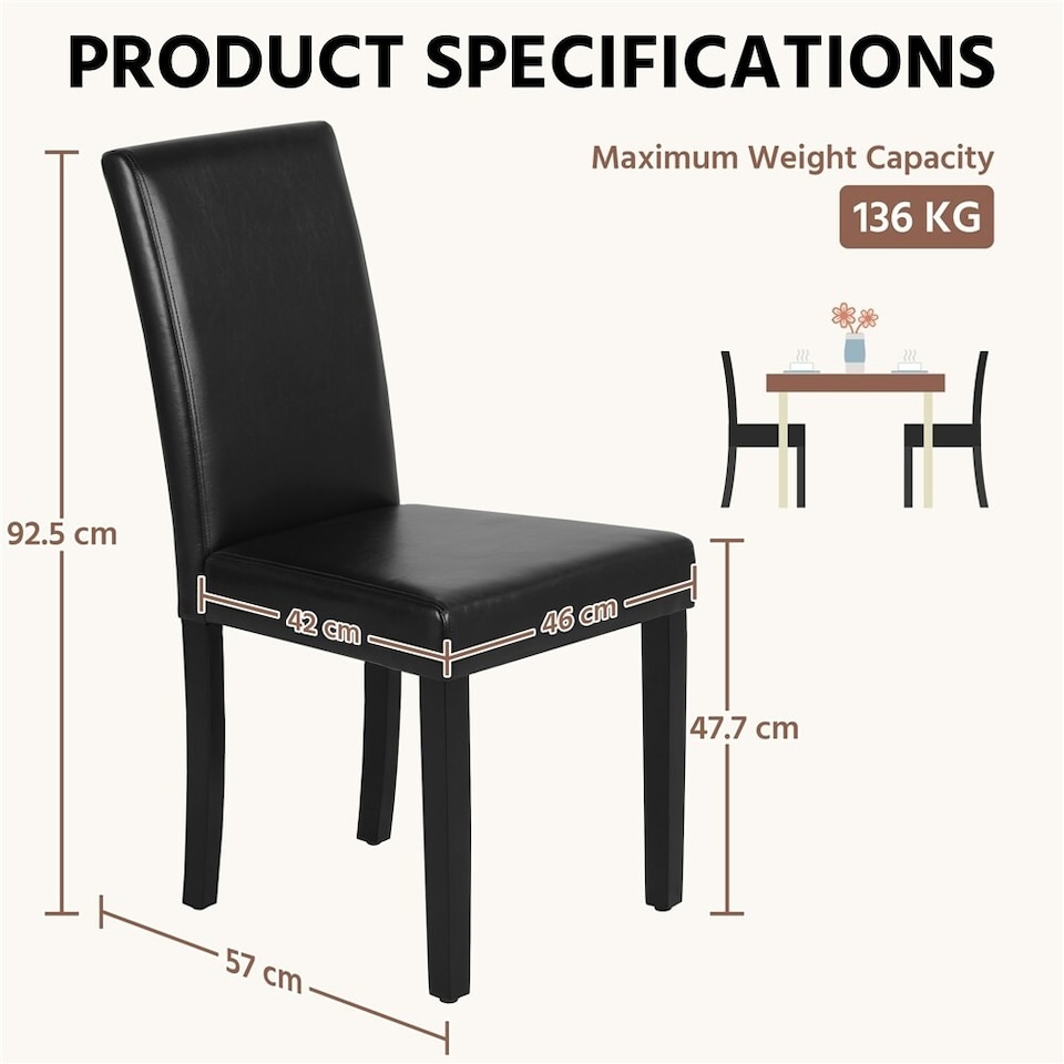 image 1 of Yaheetech Set of 2 Faux Leather Dining Chairs | Black