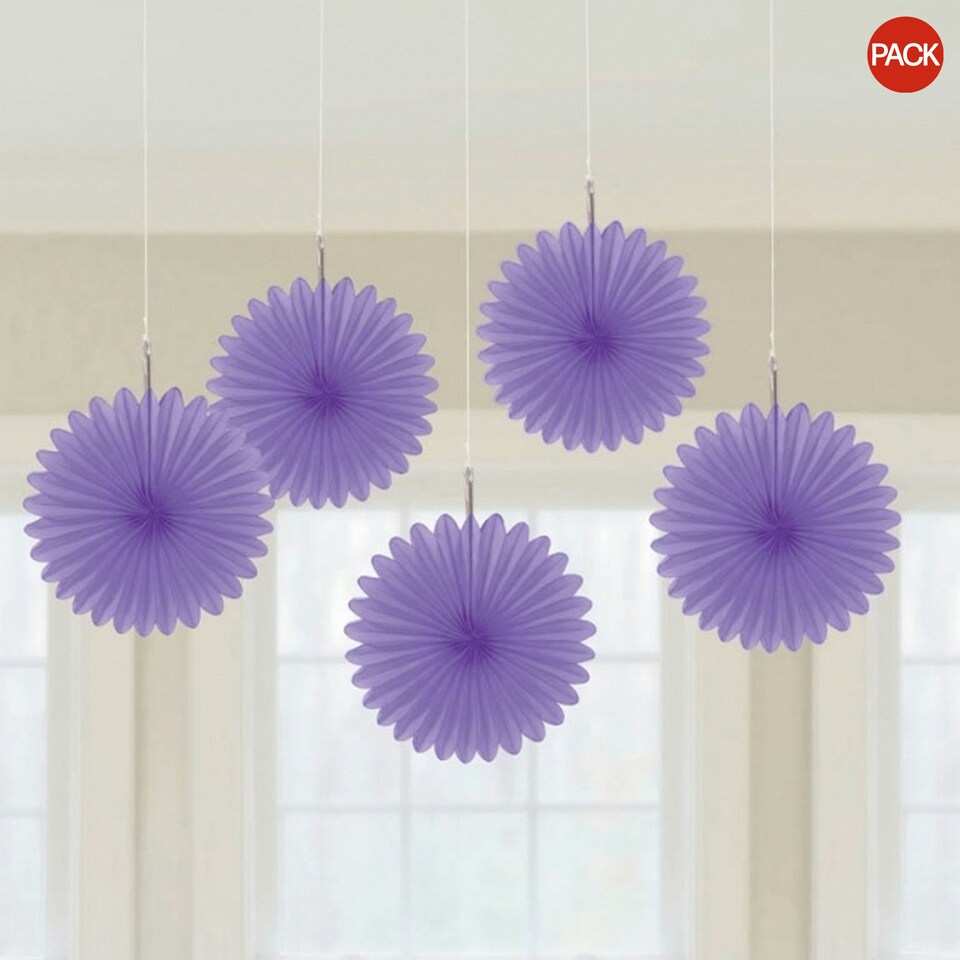 Amscan Mini Fan Paper Decorations (Pack Of 5) - New Purple - One Size