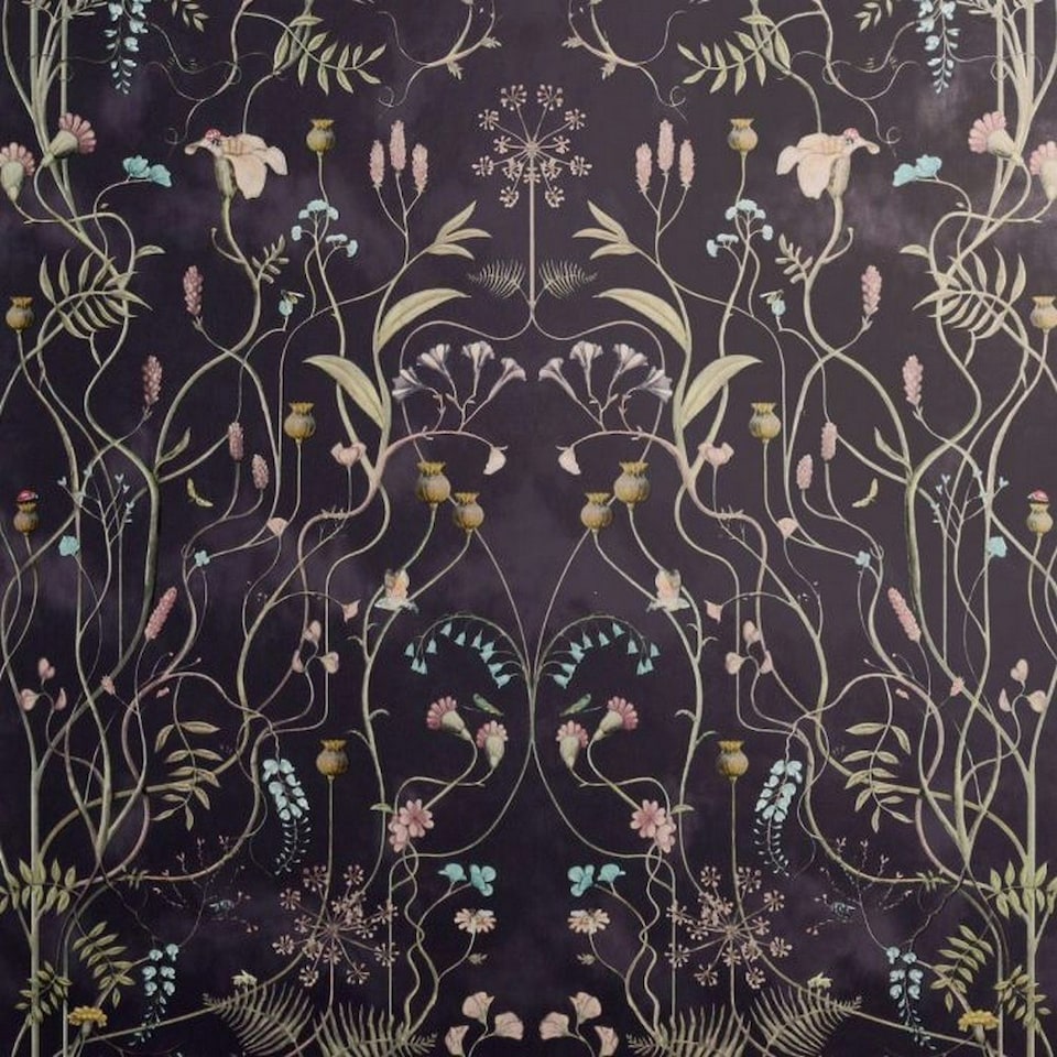 image 1 of The Chateau By Angel Strawbridge The Wild Flower Garden Wallpaper - Indigo/Green/Pink - 10m x 53cm | Blue