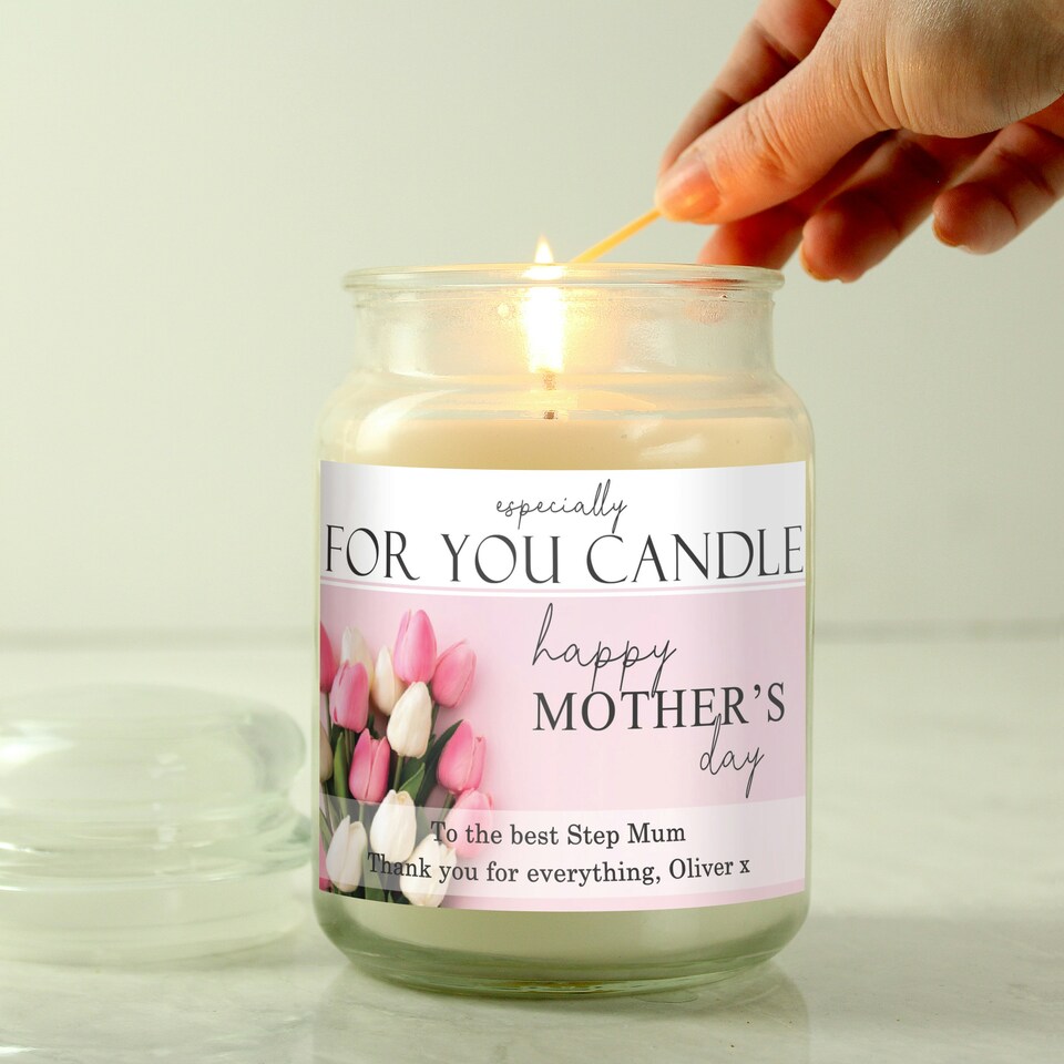 image 1 of Personalised Especially For You Mothers Day Large Scented Jar Candle White