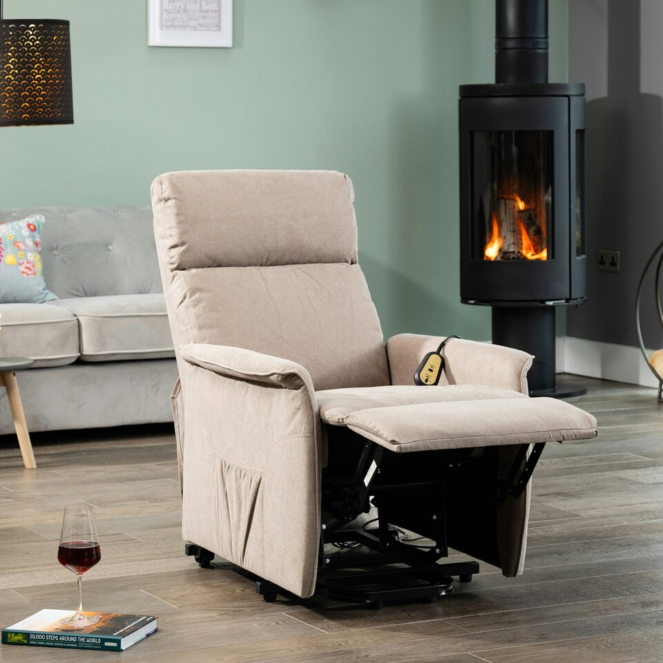 image 1 of Milan Electric Lift Assist Rise and Recline Chair - Cappuccino