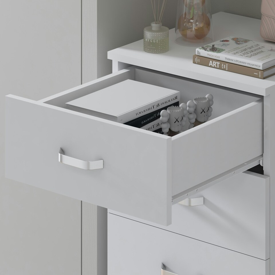 image 1 of FWStyle Tunis 5 Drawer Tallboy Slim Chest Of Drawers - Matt White