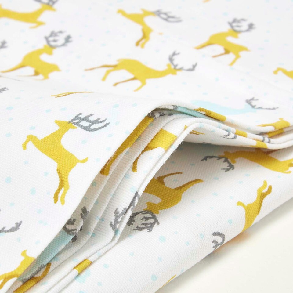 image 1 of Homescapes Majestic Stag 100% Cotton Grey Christmas Tablecloth - 178 x 305 cm Grey