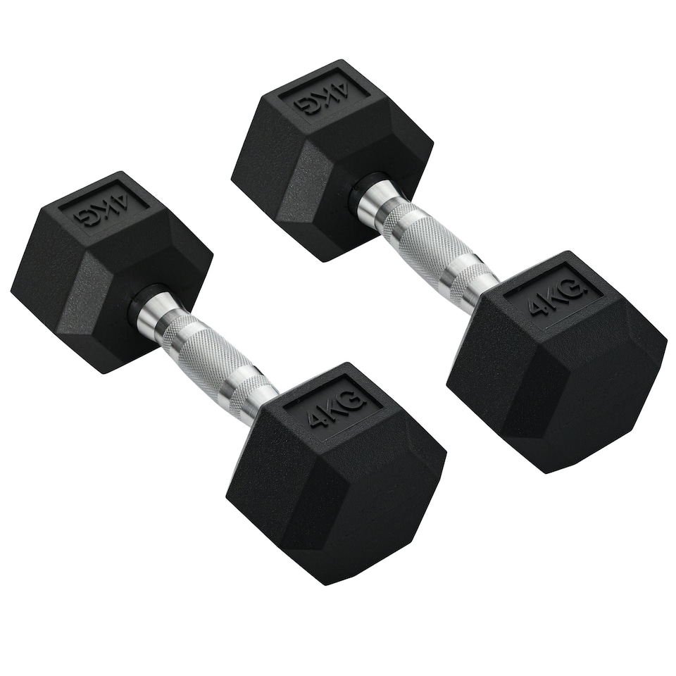 image 1 of HOMCOM Hexagonal Dumbbells Kit Weight Lifting Exercise for Home Fitness 2x4kg