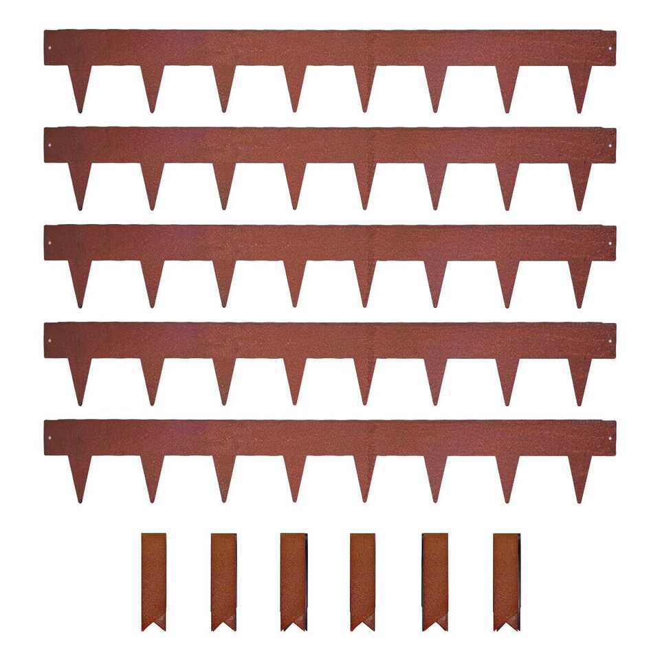 image 1 of 1m Heavy Duty Metal Garden Borders with Pega - Set of 5 | Bronze | Rust