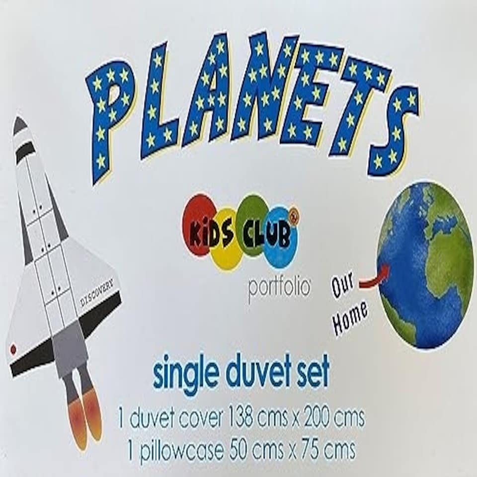 image 1 of Portfolio Home Planets Bed Duvet Cover and Pillowcase Bed Set Bedding Dark Multi | Single