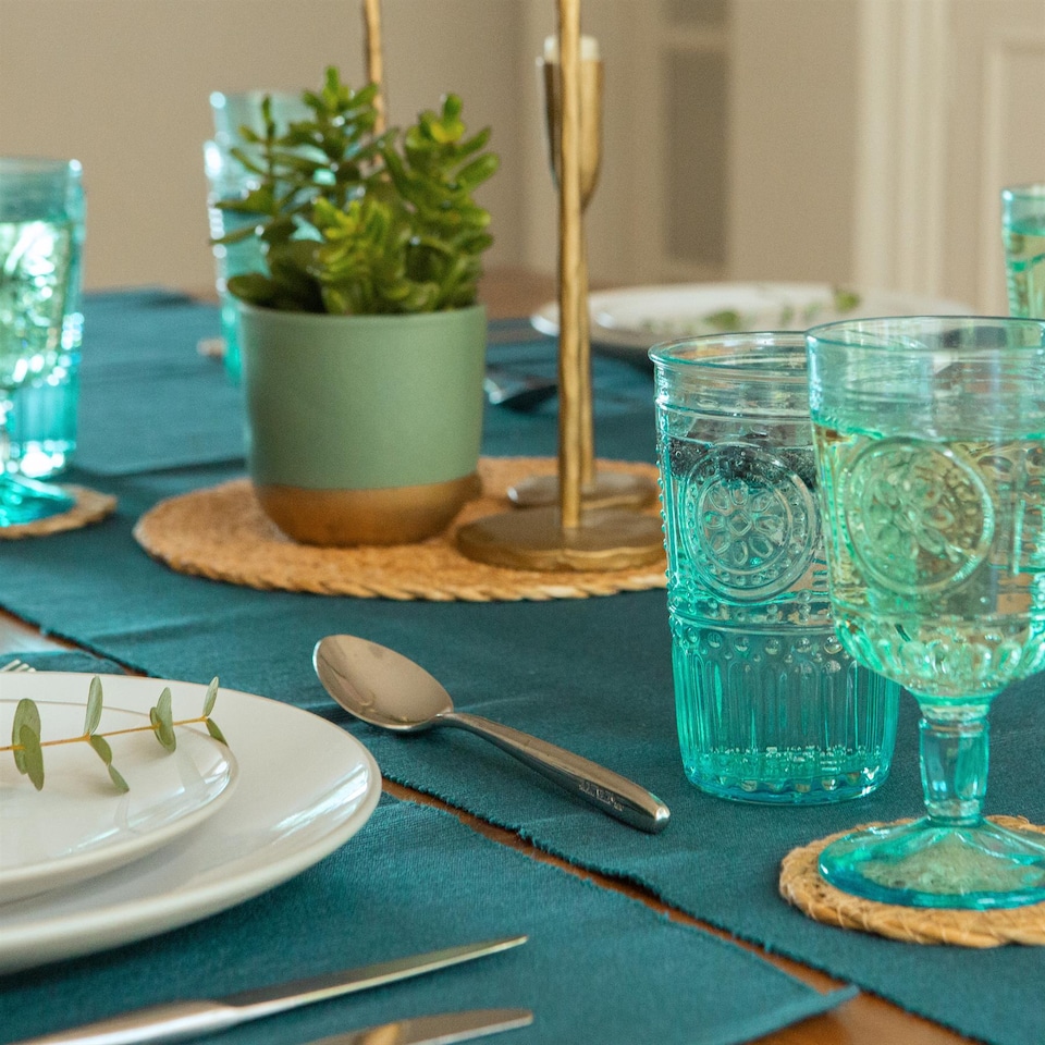 image 1 of Nicola Spring Cotton Fabric Placemats - Denim - Pack of 6 | Blue | Blue