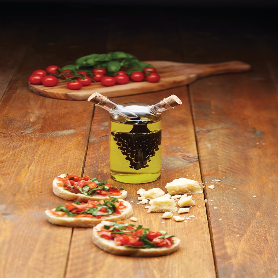 image 1 of KitchenCraft Oil Vinegar Dispenser Clear Glass 2-in-1 350ml