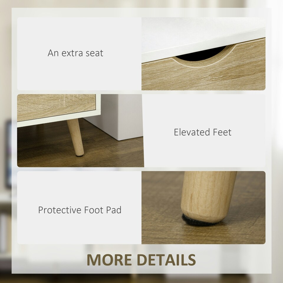 image 1 of HOMCOM TV Cabinet Entertainment Centre w/ Storage Cabinet and Drawer, Natural