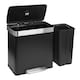 image 1 of Harbour Housewares 60L Double Kitchen Pedal Bin - Matt Black - Stainless Steel Dual Compartment Soft Close Waste Bin with Removable Inners (2 x 30L)