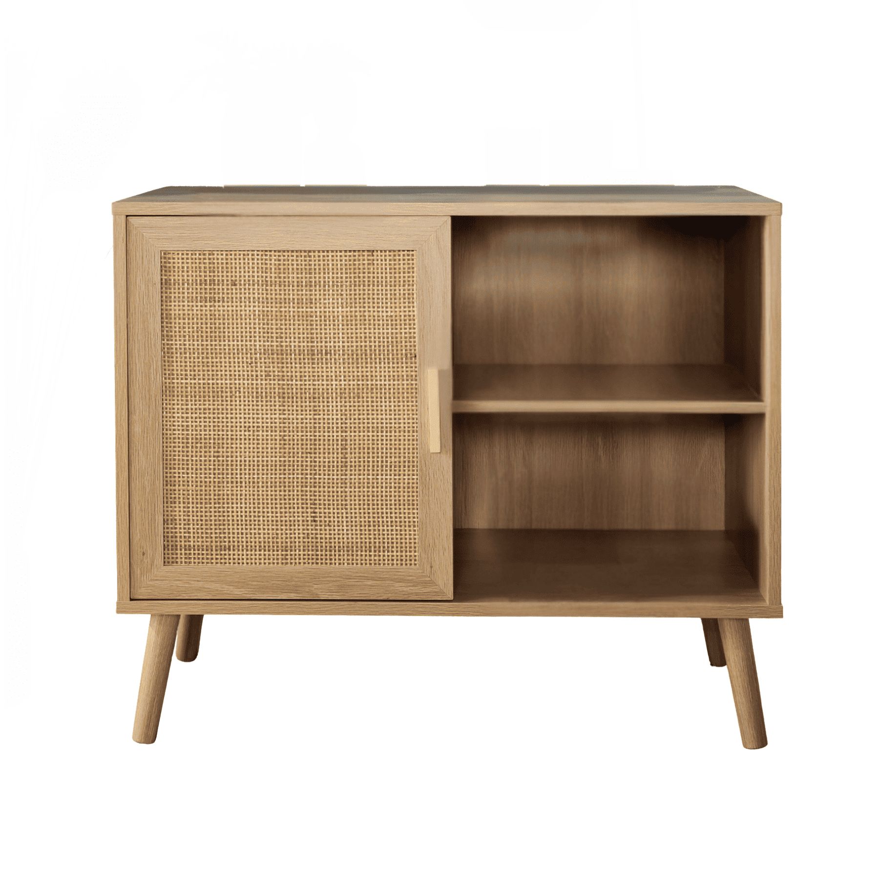 Sideboard 1 Rattan Door Front Open Shelving Cabinet Living Home Furniture Unit