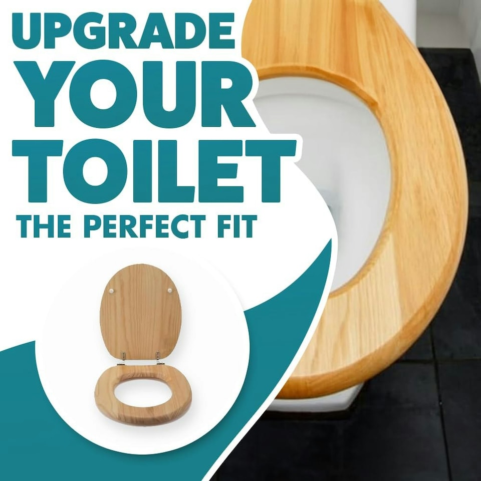 image 1 of Marco Paul Pine Wooden Toilet Seat 18" Brown