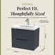 image 5 of Balterley Fluted Front Wall Hung 2-Drawer Bathroom Vanity Unit with 1 Tap Hole Basin, Handles | Grey | Soft Black