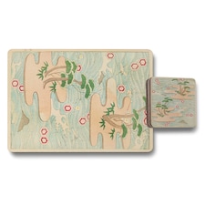 Set of 12 Placemats and Coasters 11x8 Placemats 3.7x3.7 Coasters Wood Bottom