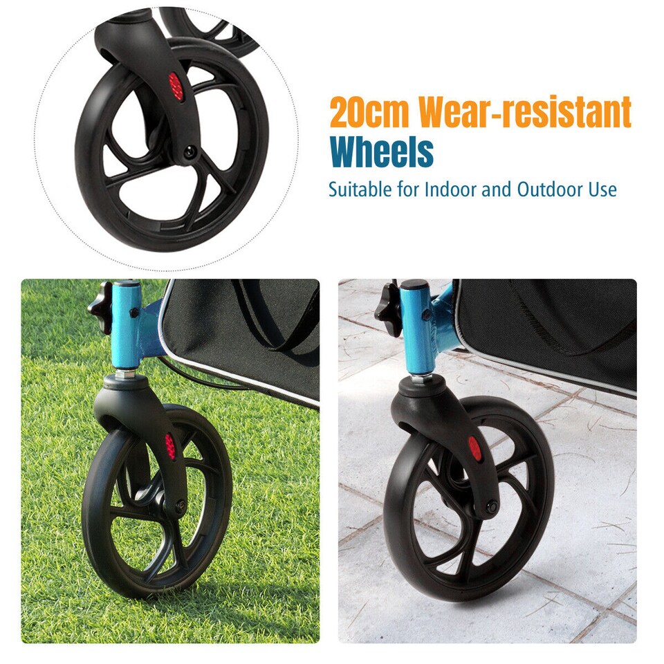 image 1 of COSTWAY Folding Rollator Walker Aluminium Mobility Aid Navy | Blue