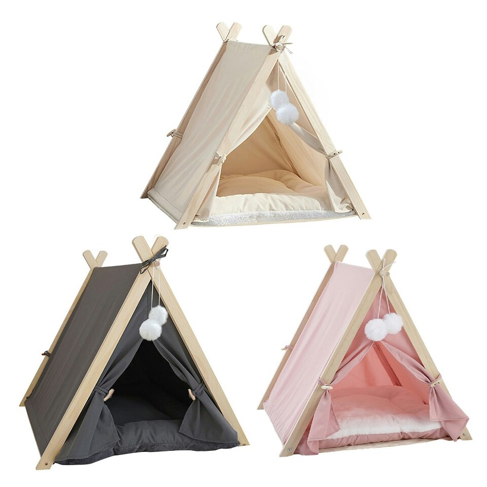 image 1 of Living and Home Cozy Pet Tent with Thick Cushion for Cats & Dogs | Grey | One Size