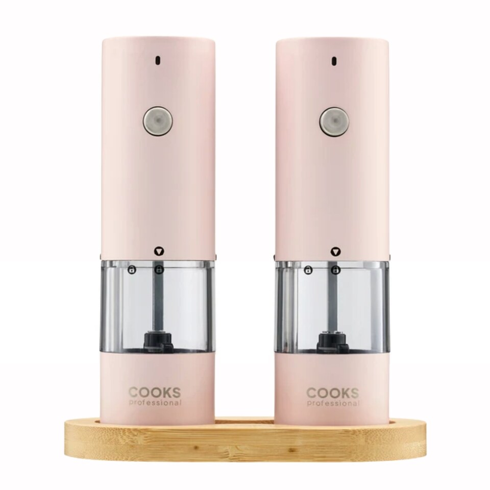 image 1 of Cooks Professional Rechargeable Salt and Pepper Mill Set with Bamboo Base