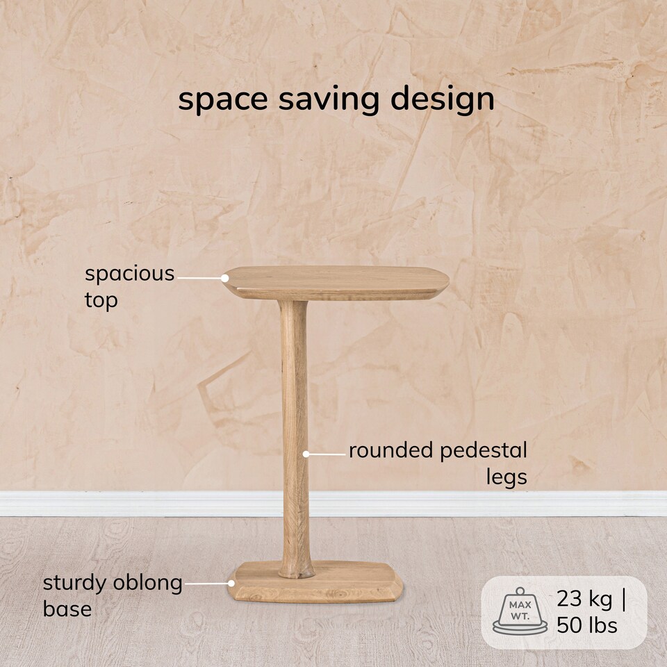 image 1 of MH London Ellis C Shape Side Table Solid Mango Wood End Table for Sofa Living Room