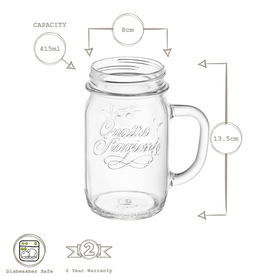 image 1 of Bormioli Rocco Quattro Stagioni Glass Preserving Mason Jars - 475ml - Clear - Pack of 4