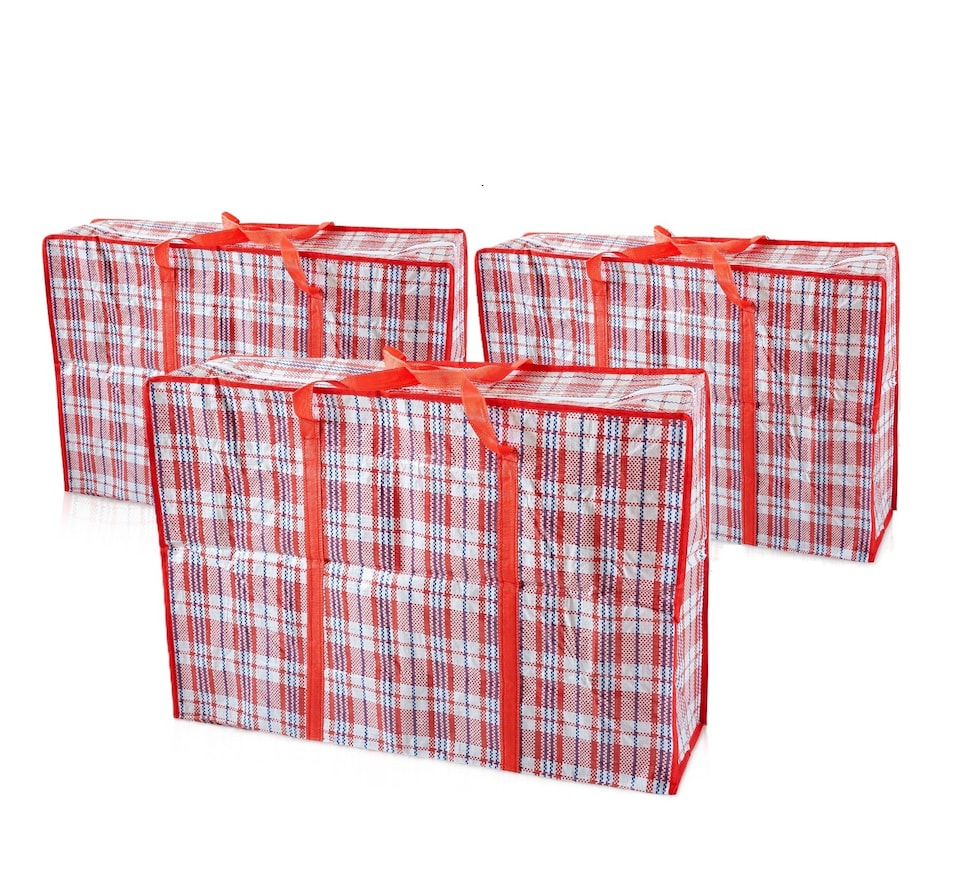 image 1 of S&d, Laundry Zip Bags XXL Heavy Duty Storage Bags Reusable Nylon Large for Moving Clothes Wardrobe Waterproof -3pcs (Red)